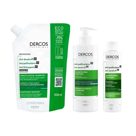 Șampon anti-mătreață pentru păr normal-gras Dercos, 2x390 ml, Vichy