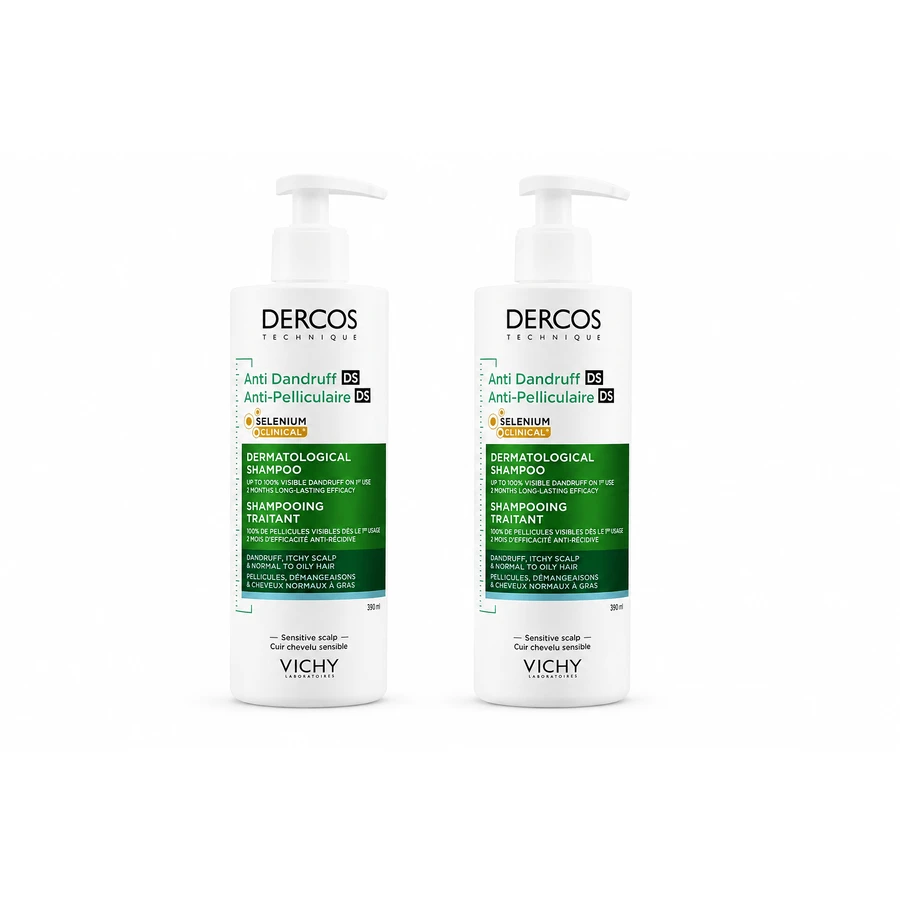 Șampon anti-mătreață pentru păr normal-gras Dercos, 2x390 ml, Vichy