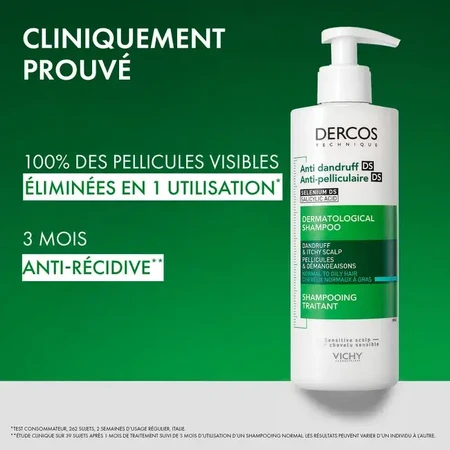 Șampon anti-mătreață pentru păr normal-gras Dercos, 2x390 ml, Vichy