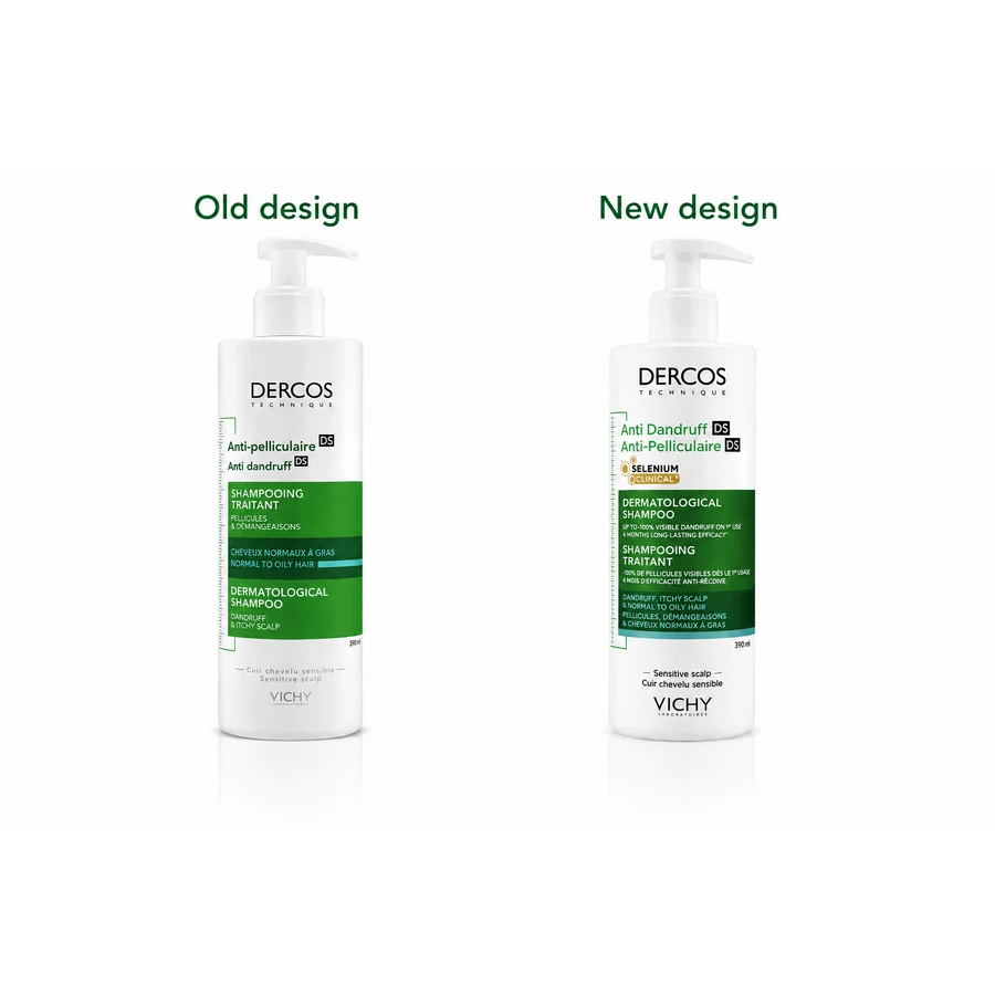 Șampon anti-mătreață pentru păr normal-gras Dercos, 2x390 ml, Vichy