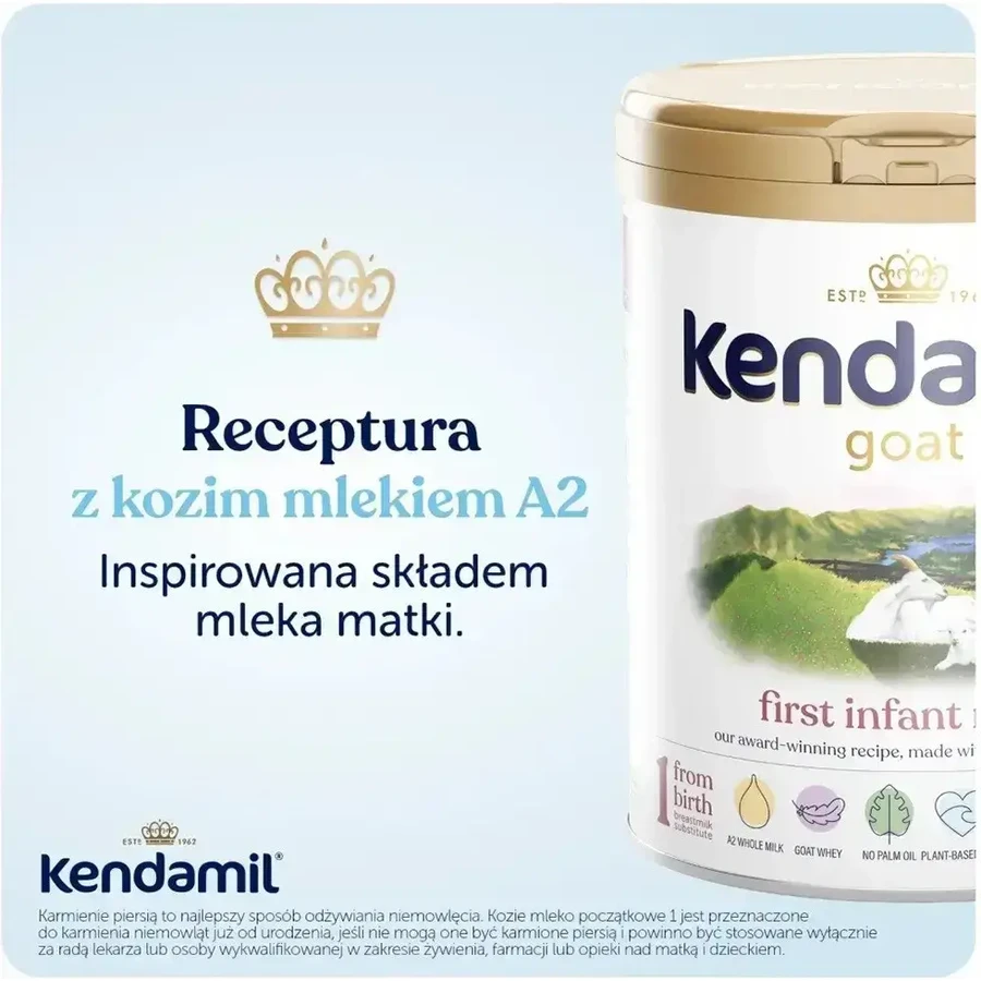 Kendamil Goat 1, lait infantile à base de lait de chèvre, dès la naissance, 2x800 g