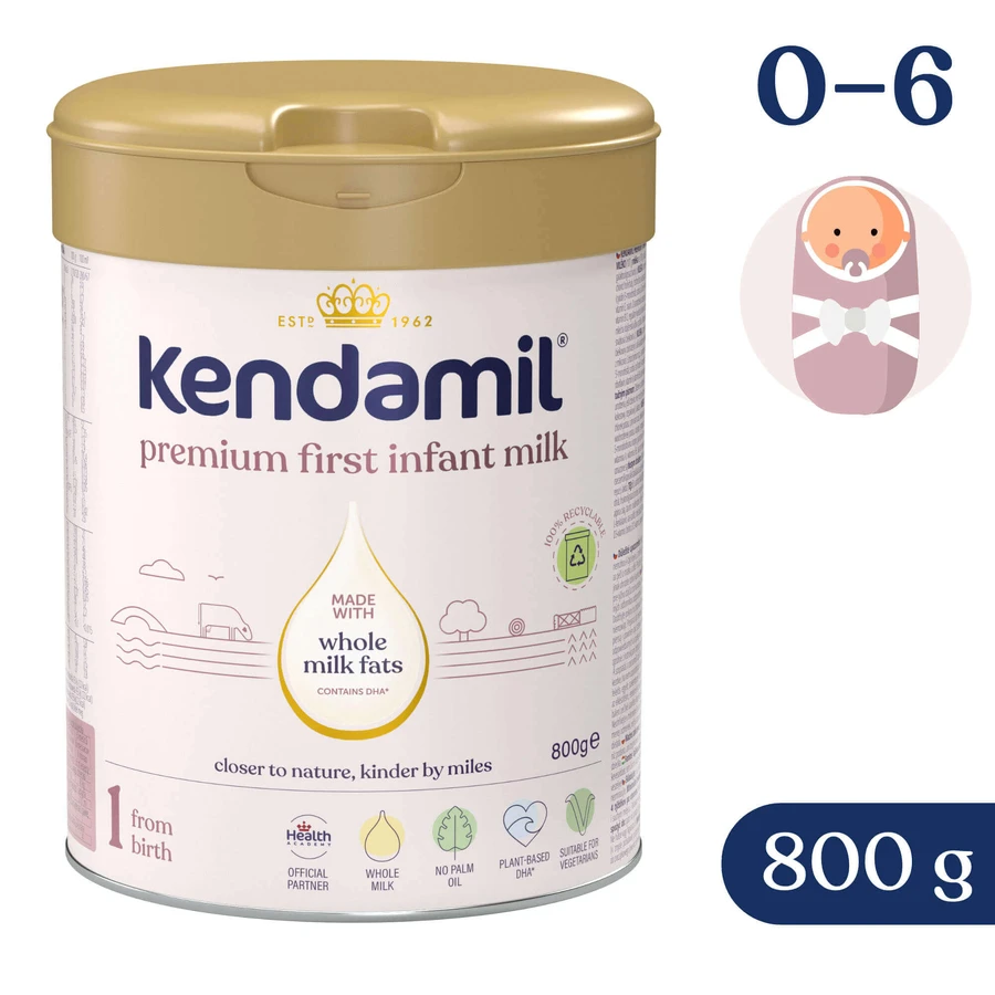 Kendamil Premium 1 DHA+ Infant Formula, from Birth, 2x800 g, Kendal Nutricare