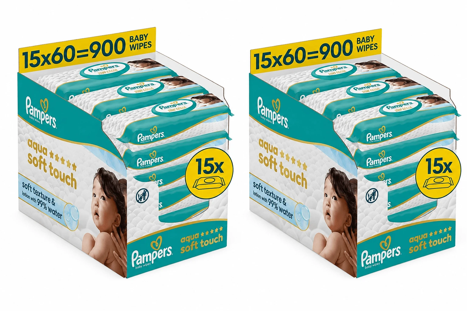 PAMPERS Wipes Baby Aqua Soft Touch (30 Packs of 60 pieces) 1800 pieces