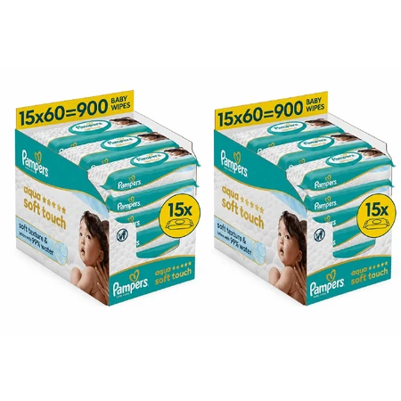 PAMPERS Wipes Baby Aqua Soft Touch (30 Packs of 60 pieces) 1800 pieces