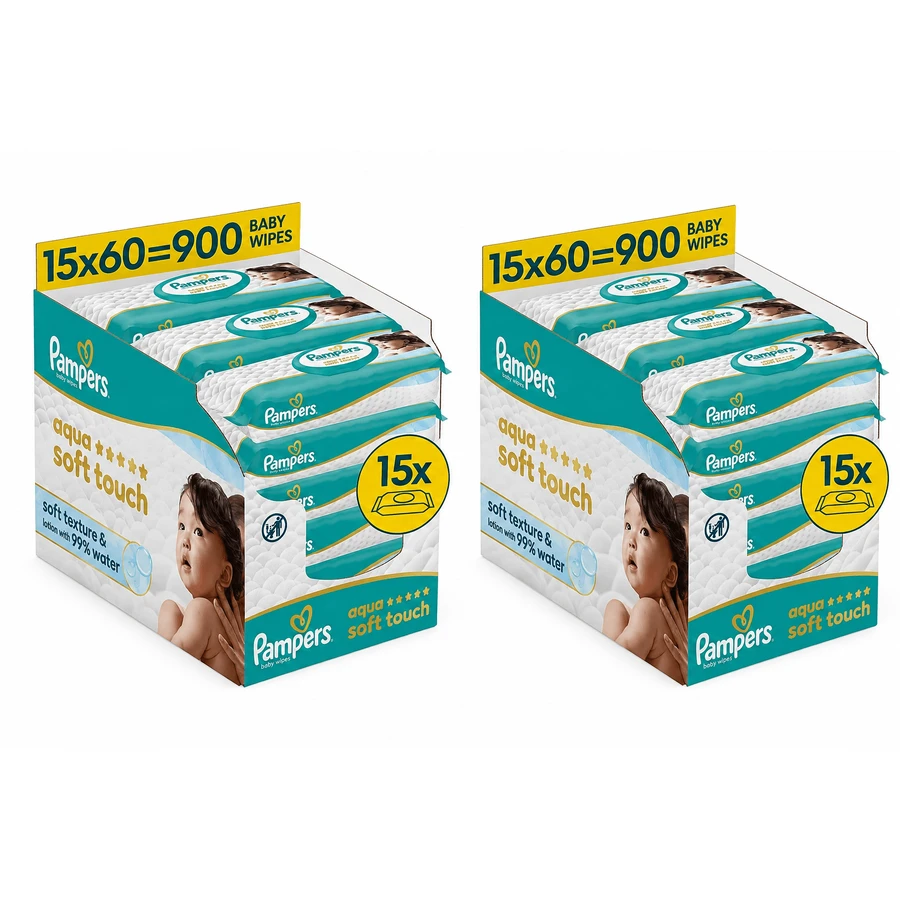 PAMPERS Wipes Baby Aqua Soft Touch (30 Packs of 60 pieces) 1800 pieces