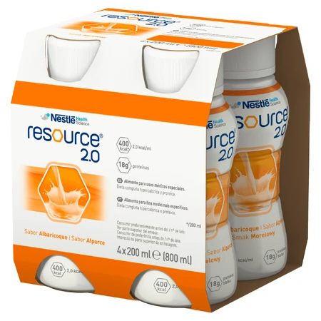 Resource 2.0, supplément nutritionnel, saveur abricot, 12x200 ml