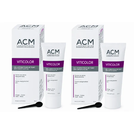 ACM Viticolor, Tönungsgel für Haut mit Depigmentierungsflecken, 2x50 ml