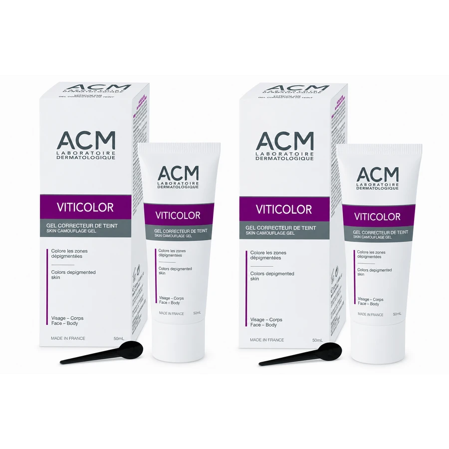 ACM Viticolor, Tönungsgel für Haut mit Depigmentierungsflecken, 2x50 ml