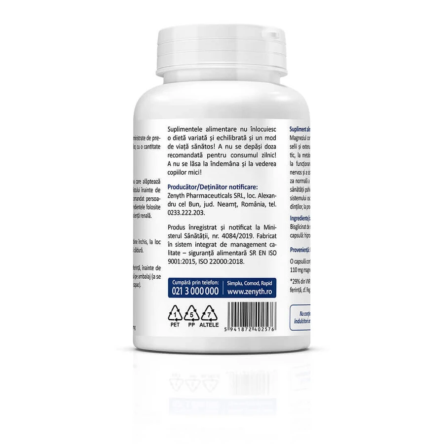 Magnesium Bisglycinat, 2x90 Kapseln, Zenyth