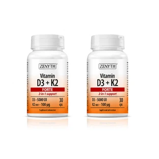 Vitamine D3 + K2 FORTE, 2x30 gélules, Zenyth