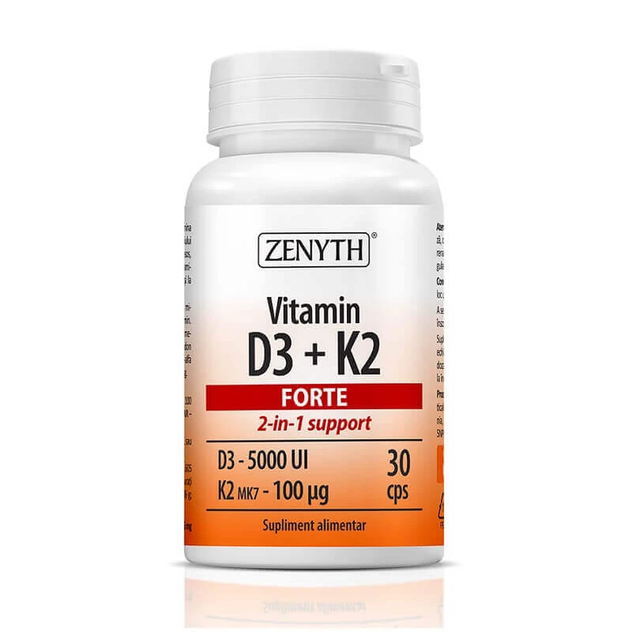 Vitamine D3 + K2 FORTE, 2x30 gélules, Zenyth
