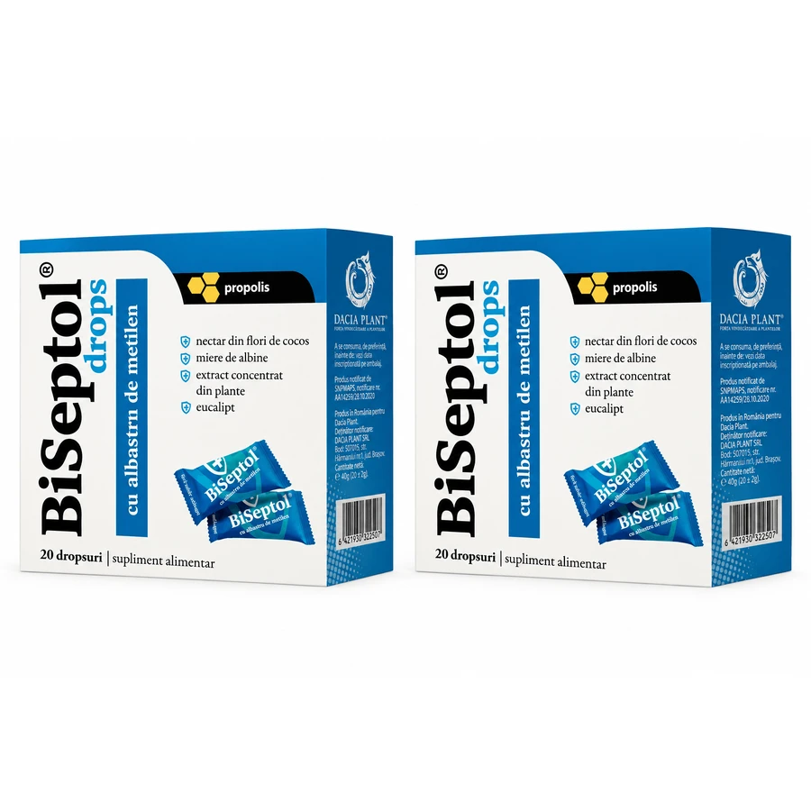  BiSeptol drops caramelos con azul de metileno, 2x20 unidades