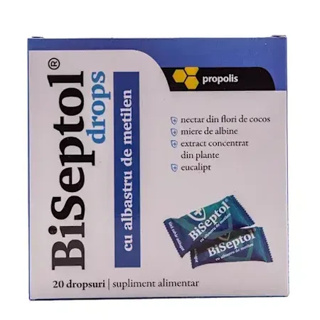  BiSeptol drops caramelos con azul de metileno, 2x20 unidades