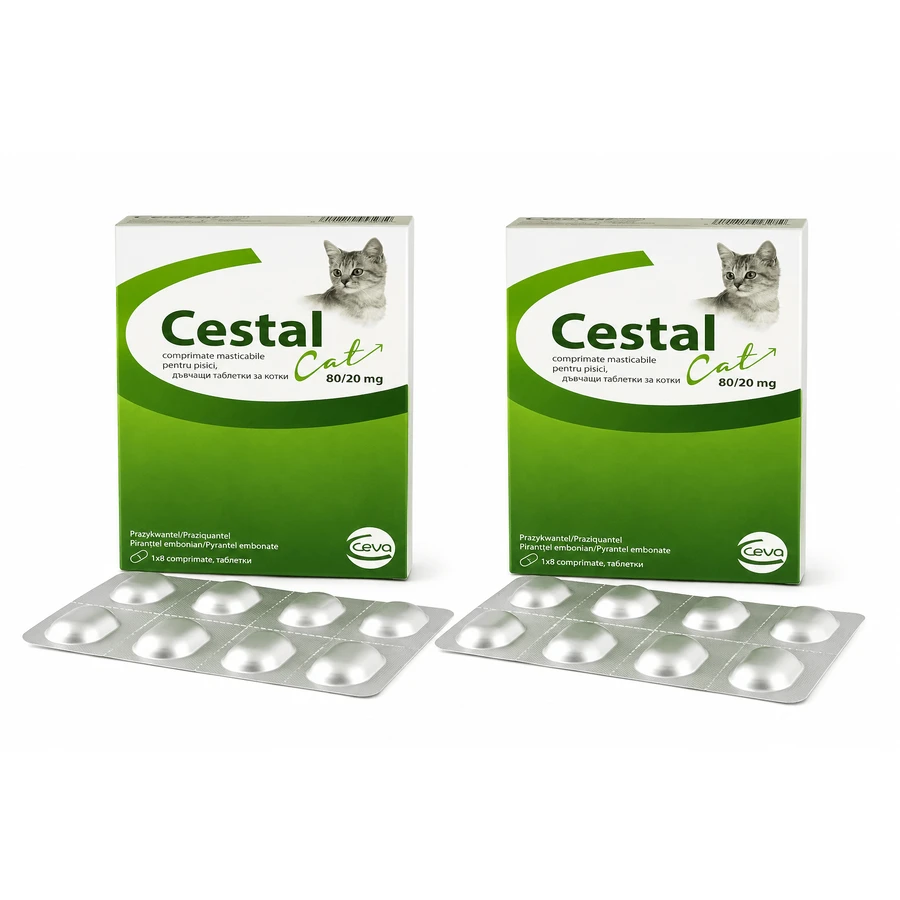 Antiparasitaire interne pour chats Chestal Cat Chew, 2x8 comprimés à croquer, Ceva Sante