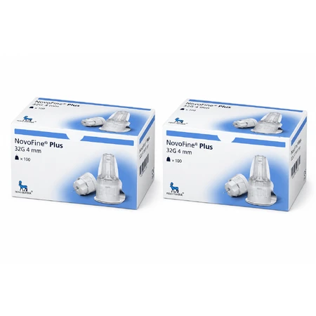 Aghi per iniettore NovoFine Plus, 32G (0,23/0,25 mm) x 4 mm, 2 confezioni da 100 pezzi, Novo Nordisk Pharma