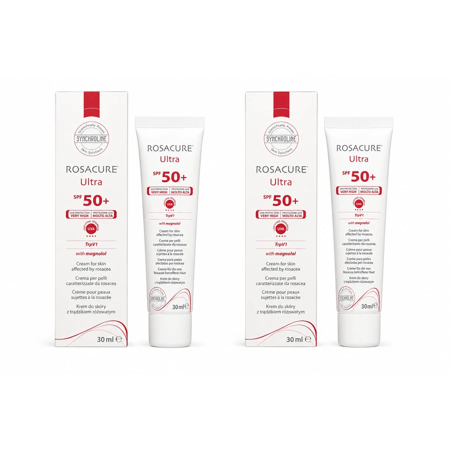 Synchroline Rosacure Ultra, crema viso con protezione SPF 50+, 2x30 ml