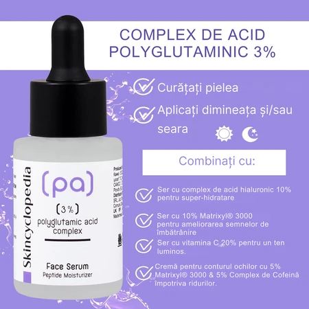 Sérum hidratante con complejo de ácido poliglutámico PA al 3 %, 2 x 30 ml, Skincyclopedia
