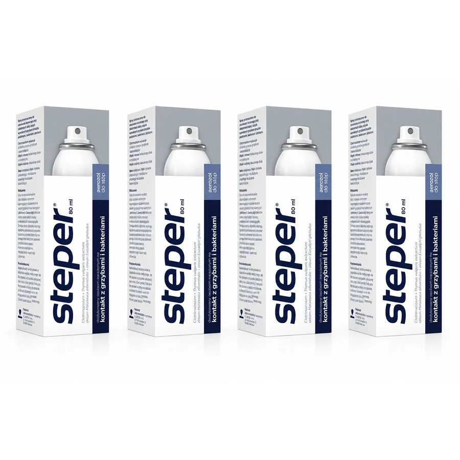 Steper, przeciwgrzybiczy aerozol do stóp i paznokci, 4x80 ml: ceny i cechy