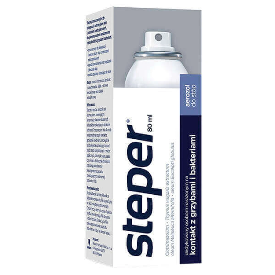 Steper, przeciwgrzybiczy aerozol do stóp i paznokci, 4x80 ml: ceny i cechy