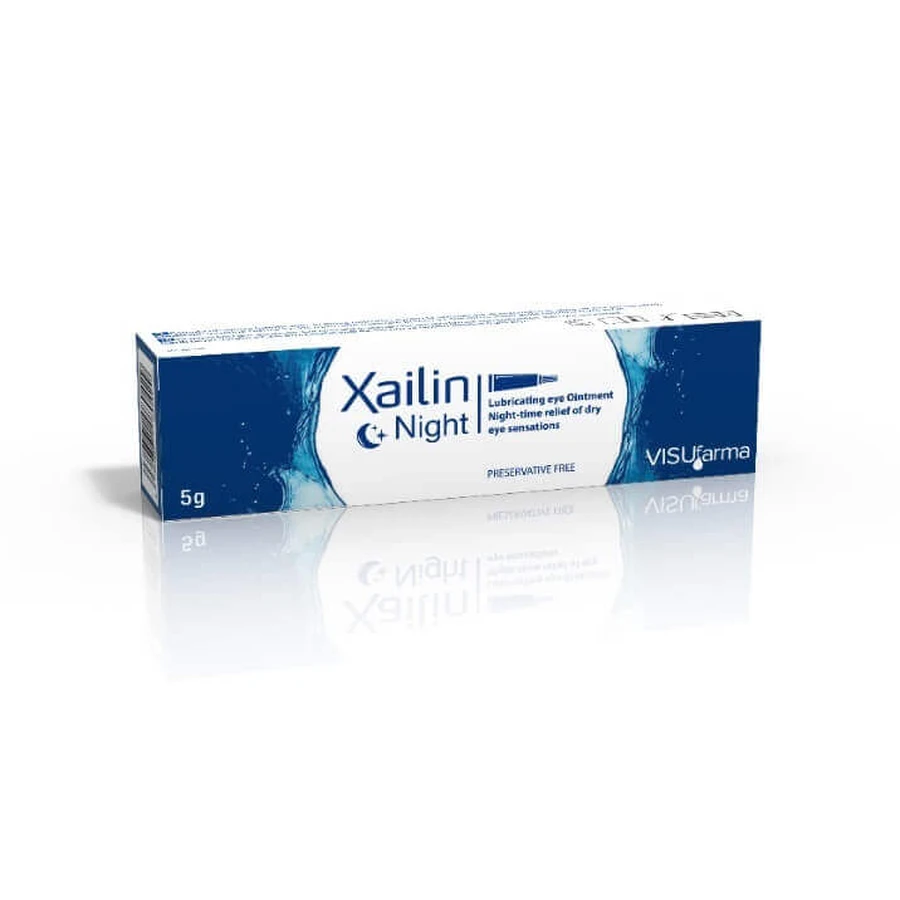Unguent lubrifiant Xailin Night pentru ochi uscați 2x5 g, Visuafarma