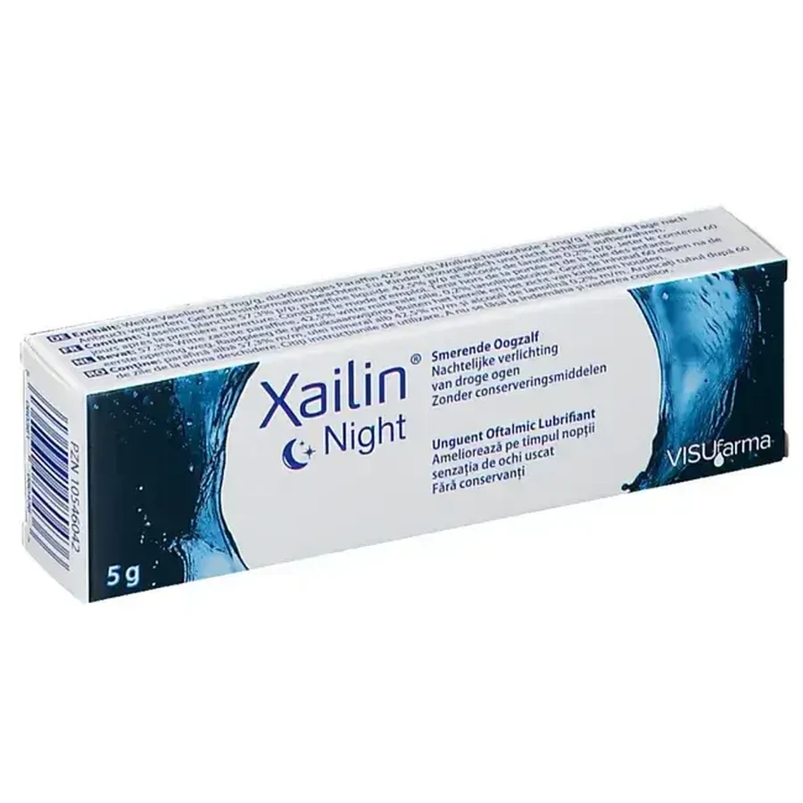 Unguent lubrifiant Xailin Night pentru ochi uscați 2x5 g, Visuafarma
