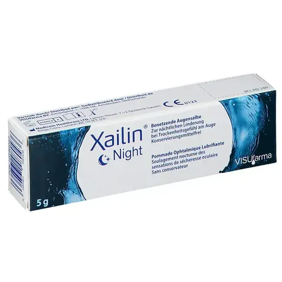 Unguent lubrifiant Xailin Night pentru ochi uscați 2x5 g, Visuafarma