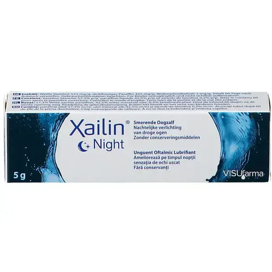 Unguent lubrifiant Xailin Night pentru ochi uscați 2x5 g, Visuafarma