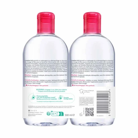 Kit de agua micelar Bioderma Sensibio H2O, 4x500 ml