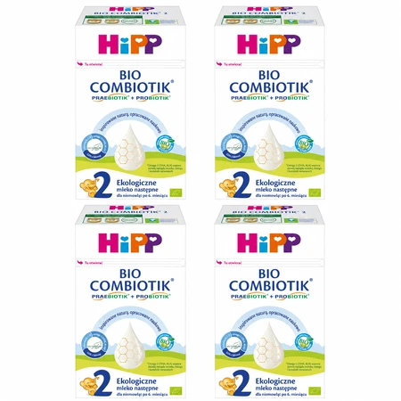 HiPP 2 Bio Combiotik, ekologiczne mleko następne, po 6 miesiącu, 4x550 g: ceny i cechy