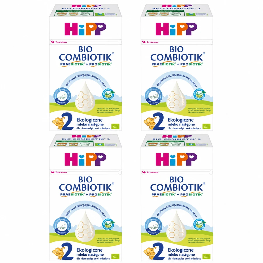 HiPP 2 Bio Combiotik, ekologiczne mleko następne, po 6 miesiącu, 4x550 g: ceny i cechy