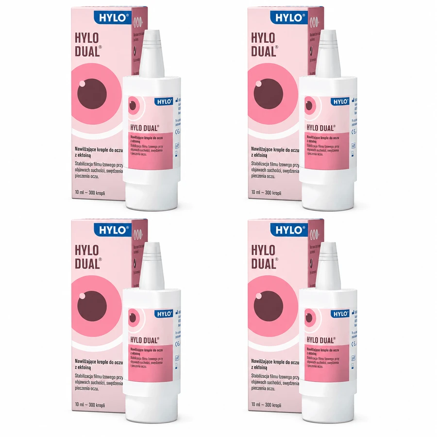 Hylo Dual, feuchtigkeitsspendende Augentropfen mit Ectoin, konservierungsmittelfrei, 4x10 ml