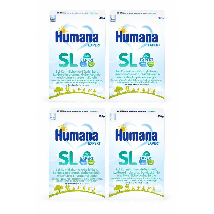 Formule SL Lait pour Nourrissons à base de Soja, +0 mois, 4x500 g, Humana