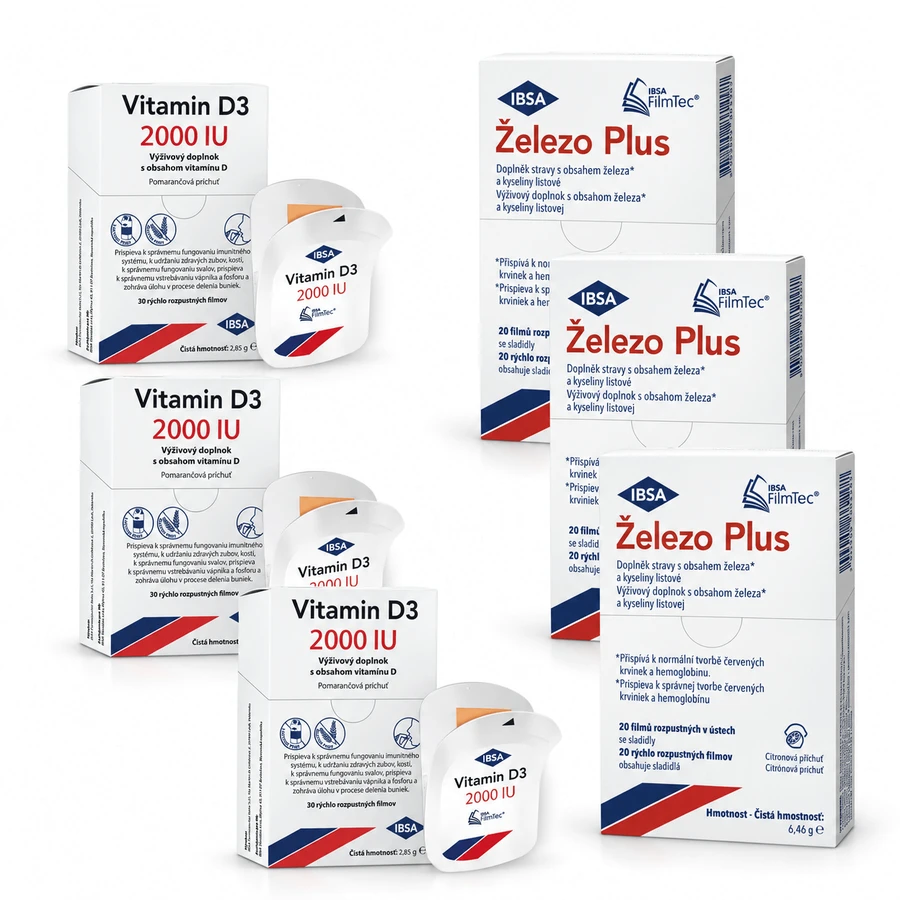 VITAMIN D3 IBSA 2000 IU 90 tablets + Iron Plus 60 capsules, IBSA