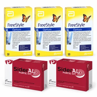 Bandelettes de test Abbott FreeStyle Optium 150 + SiderAL Forte, 60 gélules, Zentiva
