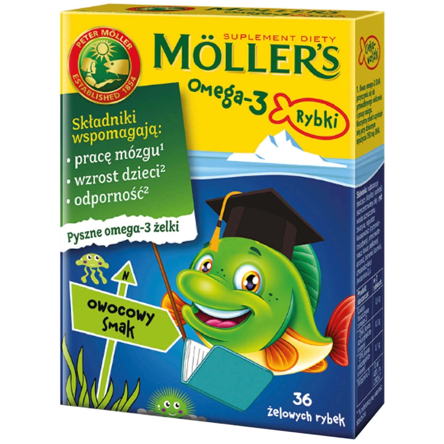 Möller's 4x36 Gummy Fish with Omega-3, Assorted Flavors