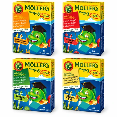 Möller's 4x36 Gummy Fish with Omega-3, Assorted Flavors