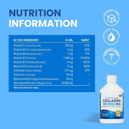 Colagen Marin Hidrolizat 10000mg, 3x500 ml, Swedish Nutra