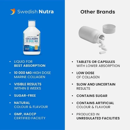 Colagen Marin Hidrolizat 10000mg, 5x500 ml, Swedish Nutra