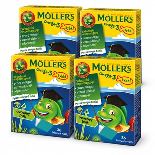 Bonbons gélifiés en forme de poisson aux oméga-3 et aux fruits, 4 x 36 bonbons, Möller’s