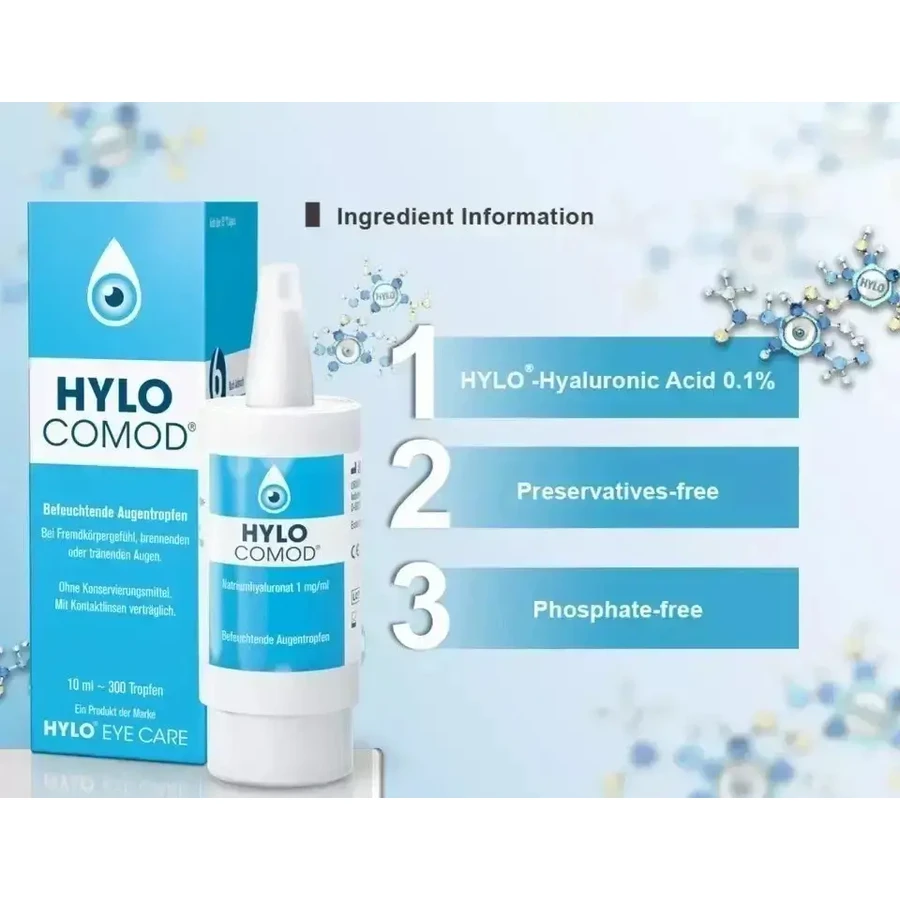 Hylo Eye Care HYLO-COMOD moisturizing eye drops 3x10 ml