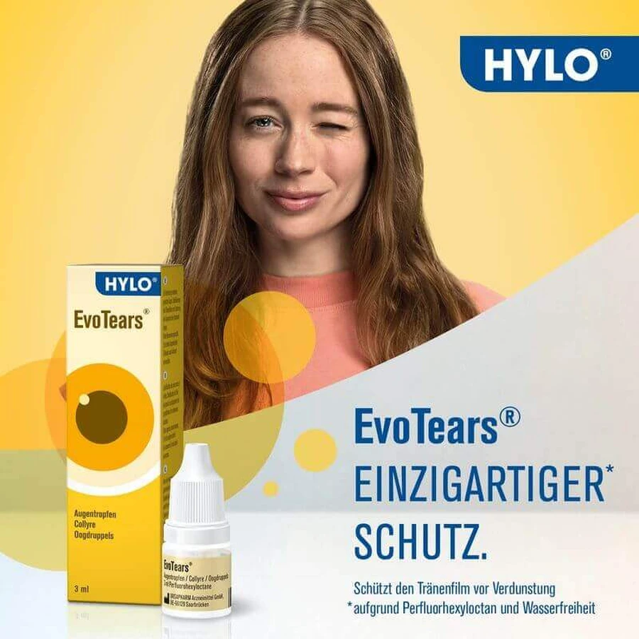 Hylo Eye Care EvoTears eye drops, 3x3 ml, Ursapharm