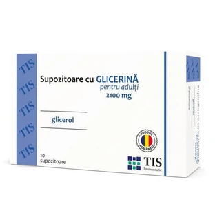 Czopki glicerynowe dla dorosłych, opakowanie zawierające 10 sztuk, Tis Farmaceutic