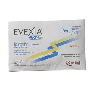 Evexia Fast voedingssupplement voor honden met hennepolie, 10 tabletten, Candioli Pharma