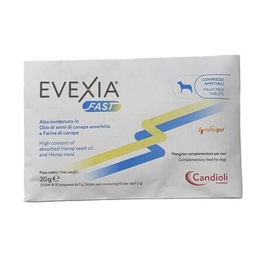 Evexia Fast Dog Nutritional Supplement with Hemp Oil, 10 tablets, Candioli Pharma