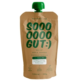 Purea pastorizzata So Gut con mele, banane, cacao e vaniglia, 180 g, Nutrino Lab