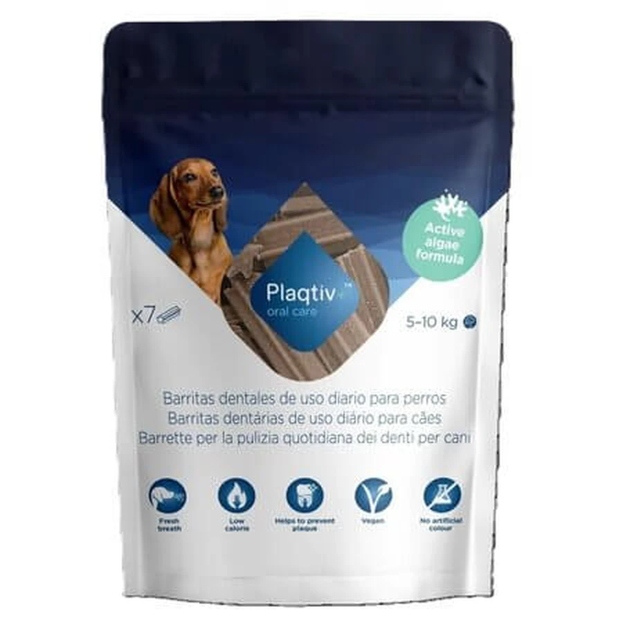 Bâtonnets dentaires Plaqtiv+ pour chiens de 5 à 10 kg, 7 pièces, Ecuphar