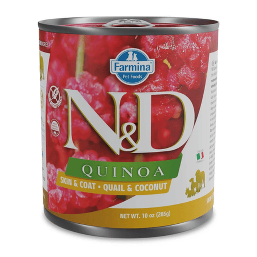 Comida húmeda para perros N&D Quinoa Skin and Coat con codorniz, 285 g, Farmina