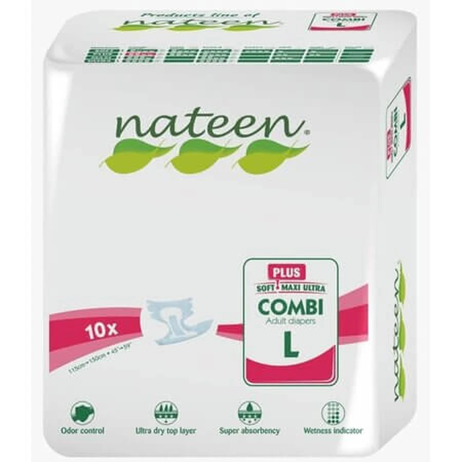 Combi Plus Line Erwachsenenwindeln, Größe L, 10er-Pack, Nateen
