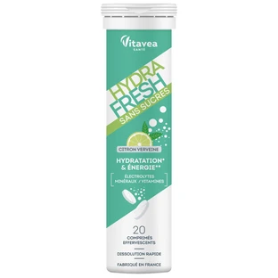 Elettroliti Hydrafresh al gusto di limone e verbena, 20 compresse effervescenti, Vitavea
