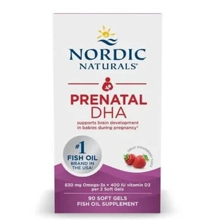 Omega-3 met aardbeiensmaak voor tijdens de zwangerschap: Prenatal DHA, 830 mg, 90 softgels, Nordic Naturals
